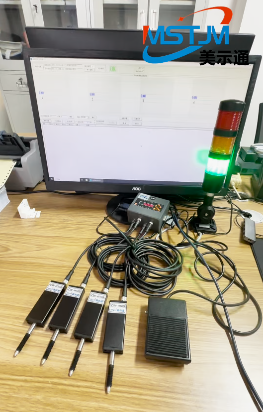 多只美示通485测微计接集线器再接软件采集数据或PLC通讯