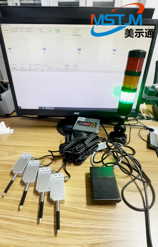 多只美示通测微计接集线器再接软件采集数据或PLC通讯
